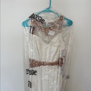 NWT White Prom/ formal Dress with rose gold Sequin Accents